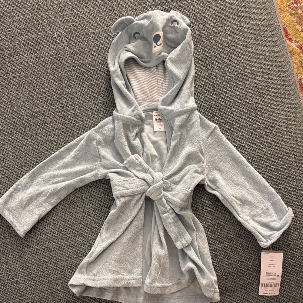 Carter's Light Blue Baby Robe with Bear Ears